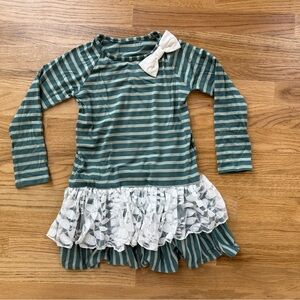 Persnickety Green Striped Long Sleeve Dress Tunic Size 5